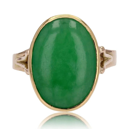Bague 61 Bague vintage en or jaune 18 carats et jade jadéite 58 Facettes 23-323