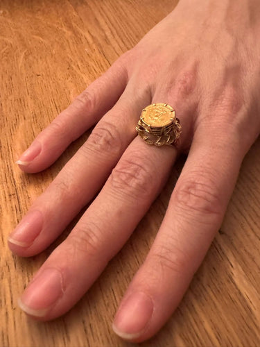Bague 56 Bague Dos Pesos en or jaune 18 carats et pièce or 22 carats 58 Facettes 1714249