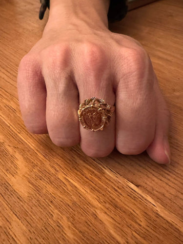 Bague 56 Bague Dos Pesos en or jaune 18 carats et pièce or 22 carats 58 Facettes 1714249