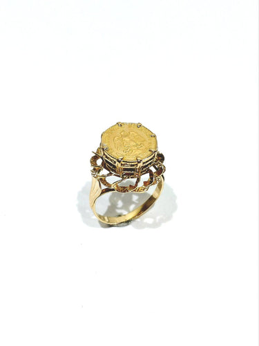 Bague 56 Bague Dos Pesos en or jaune 18 carats et pièce or 22 carats 58 Facettes 1714249