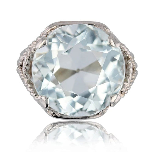 Bague 58 Bague vintage en or blanc 18 carats avec aigue-marine 12 ct 58 Facettes 23-149