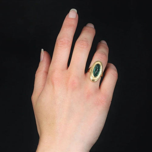 Bague 51 Bague vintage en or jaune 18 carats et tourmaline verte 58 Facettes CV87