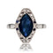 Bague 53 Bague Art déco navette en or blanc 18 carats saphirs et diamants 58 Facettes 23-144