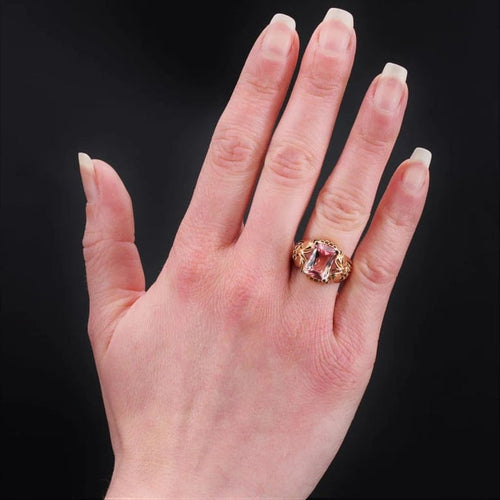 Bague 54 Bague vintage en or rose 18 carats et tourmaline polychrome 58 Facettes 23-110