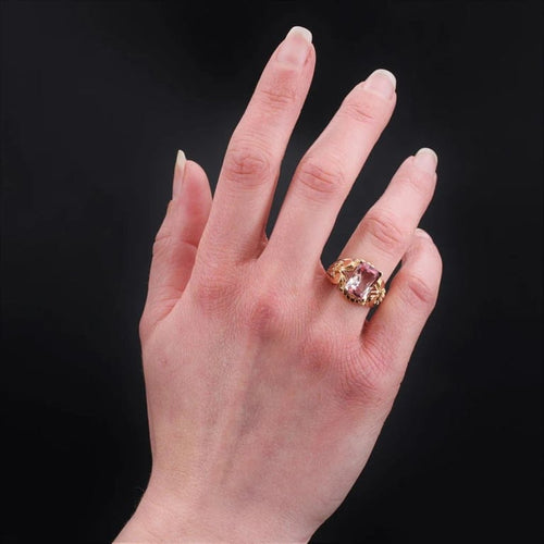 Bague 54 Bague vintage en or rose 18 carats et tourmaline polychrome 58 Facettes 23-110