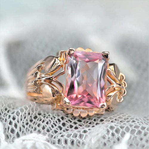 Bague 54 Bague vintage en or rose 18 carats et tourmaline polychrome 58 Facettes 23-110