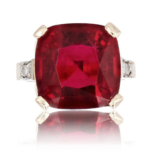 Bague 54 Bague Art déco ancienne en or rose et platine, tourmaline et diamants 58 Facettes 23-067