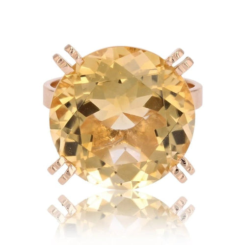 Bague 52 Bague vintage en or rose 18 carats avec citrine 58 Facettes 23-062