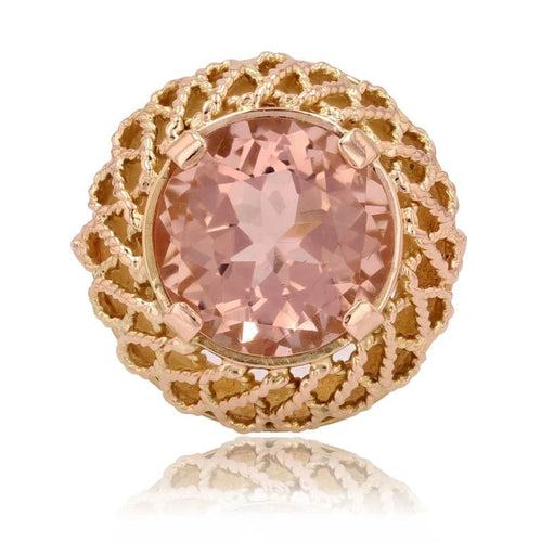 Bague 50 Bague vintage ronde en or rose 18 carats et morganite 58 Facettes 23-044