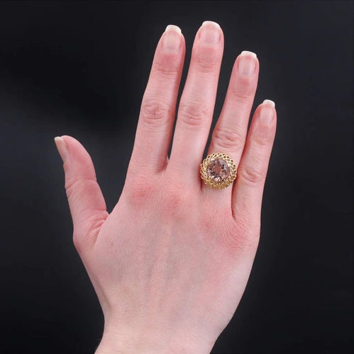 Bague 50 Bague vintage ronde en or rose 18 carats et morganite 58 Facettes 23-044