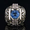 Bague 55 Bague dôme ajourée en or jaune 18 carats et aigue-marine 58 Facettes 23-063