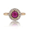 Bague 56 Bague ancienne ronde en or jaune 18 carats, platine, grenat et diamants 58 Facettes 23-008