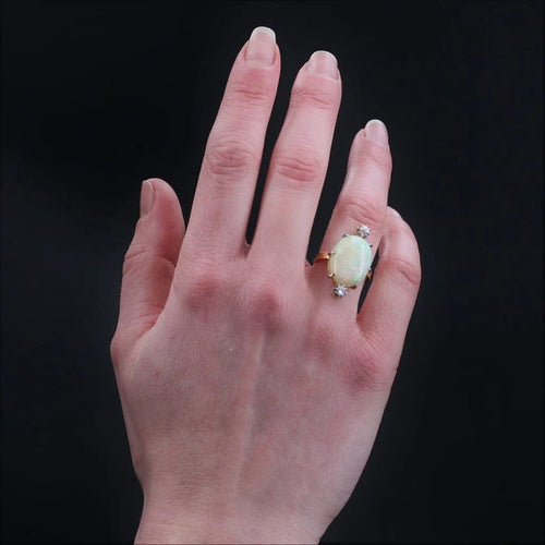 Bague 50 Bague ancienne en or jaune 18 carats, opale et diamants 58 Facettes 22-638