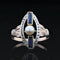 Bague 51 Bague Art déco ovale en or rose et blanc avec perle et saphirs 58 Facettes 22-569