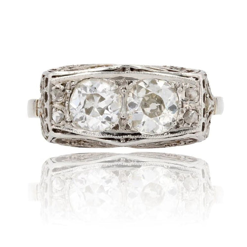 Bague 56 Bague Art déco en or blanc et platine aux diamants 58 Facettes 22-571