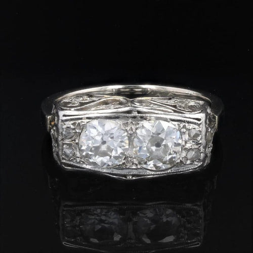 Bague 56 Bague Art déco en or blanc et platine aux diamants 58 Facettes 22-571
