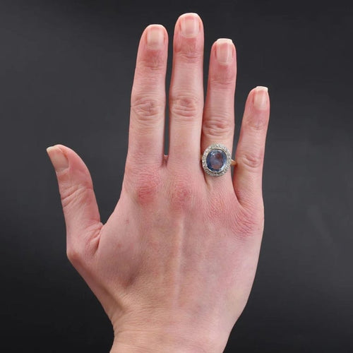 Bague 58 Bague ancienne saphir et diamants en or jaune et platine 58 Facettes 22-454