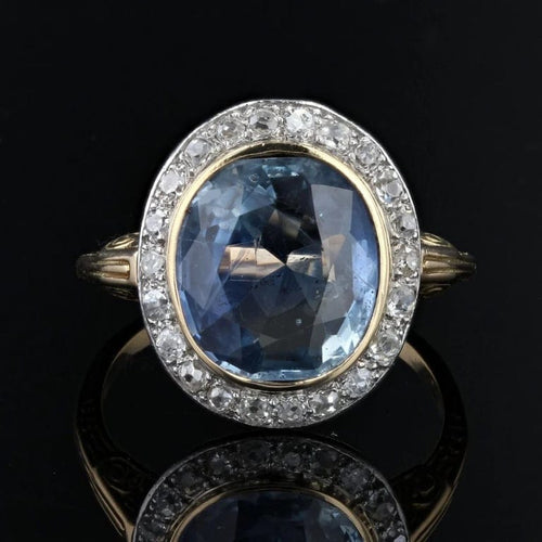 Bague 58 Bague ancienne saphir et diamants en or jaune et platine 58 Facettes 22-454