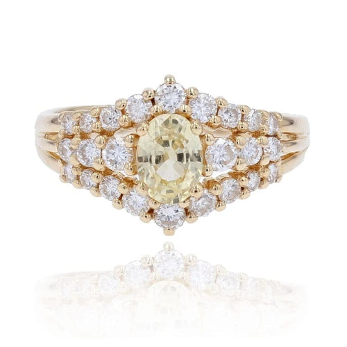Bague 58 Bague saphir jaune et diamants en or jaune 18 carats 58 Facettes 22-383