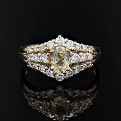 Bague 58 Bague saphir jaune et diamants en or jaune 18 carats 58 Facettes 22-383