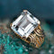 Bague 55 Bague vintage en or rose 18 carats et aigue-marine 58 Facettes 22-481