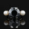 Bague 54 Bague de cocktail en or blanc 18 carats, hématite et perles 58 Facettes 18-322