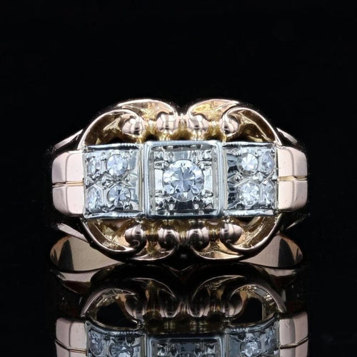 Bague 51 Bague ancienne en or rose et platine avec diamants 58 Facettes 22-299