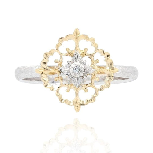 Bague 53 Bague arabesques en or jaune et or blanc 18 carats, diamant 58 Facettes AN199