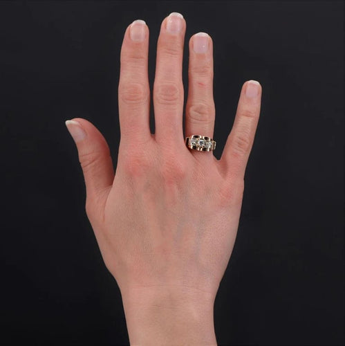 Bague 54 Bague rétro en or rose 18 carats et diamants 58 Facettes CV78
