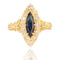 Bague 54 Bague marquise en or jaune 18 carats avec saphir navette et diamants 58 Facettes 21-831