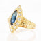 Bague 54 Bague marquise en or jaune 18 carats avec saphir navette et diamants 58 Facettes 21-831