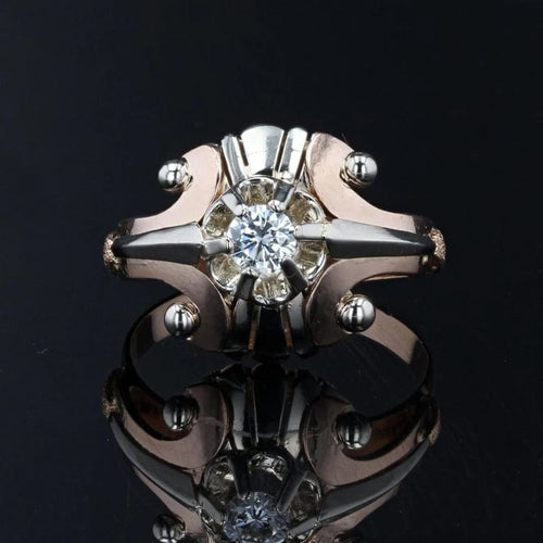 Bague 54 Bague vintage en or rose et or blanc 18 carats, diamant 58 Facettes 21-384