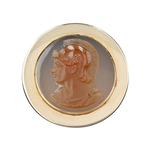Bague 59 Bague camée sur agate ancienne en or rose 18 carats 58 Facettes 21-298