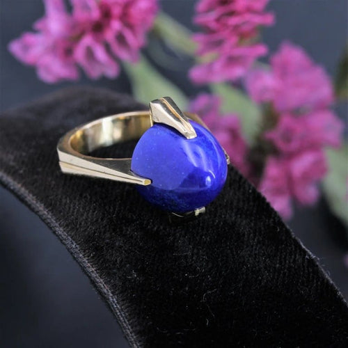 Bague 49 Bague vintage en or jaune 18 carats et lapis-lazuli 58 Facettes 21-718