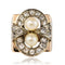 Bague 57 Bague tank rétro en or rose 18 carats, platine, perles et diamants 58 Facettes 20-117-52