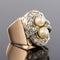 Bague 57 Bague tank rétro en or rose 18 carats, platine, perles et diamants 58 Facettes 20-117-52