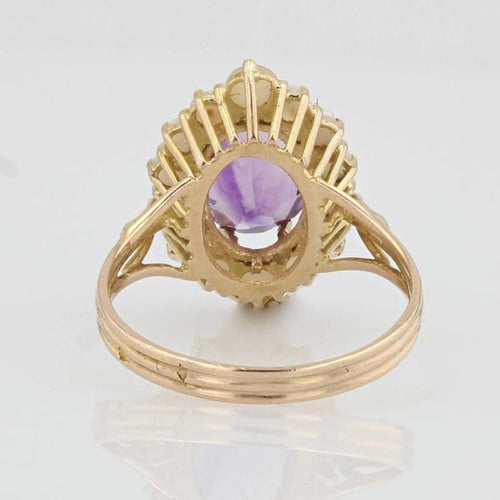 Bague 57 Bague ancienne en or jaune 18 carats, améthyste et perles 58 Facettes 20-569-50