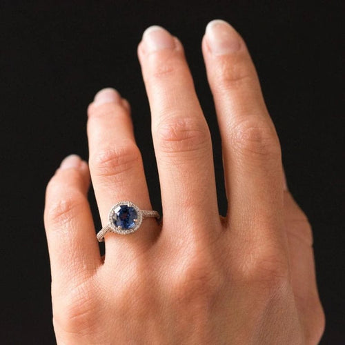Bague 54 Bague en platine au saphir de Ceylan et diamants 58 Facettes 19-250-53