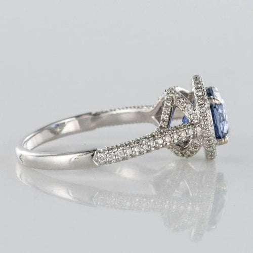 Bague 54 Bague en platine au saphir de Ceylan et diamants 58 Facettes 19-250-53