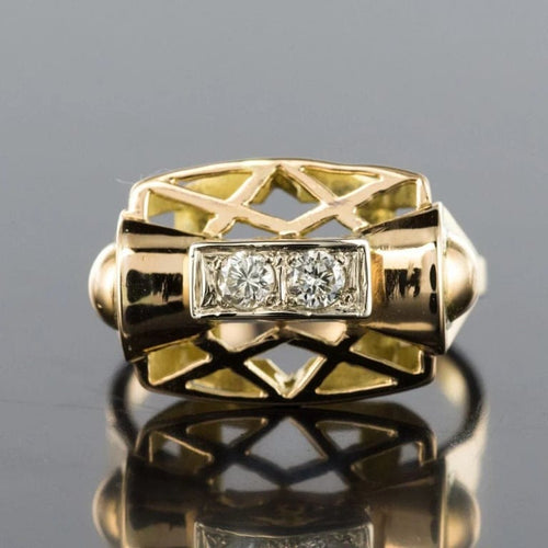 Bague 52 Bague tank en or jaune 18 carats et diamants 58 Facettes CV75-52