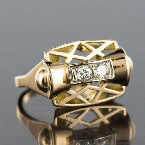 Bague 52 Bague tank en or jaune 18 carats et diamants 58 Facettes CV75-52