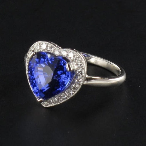 Bague 50 Bague cœur tanzanite et diamants en or blanc 18 carats 58 Facettes 12-063-5220536-52