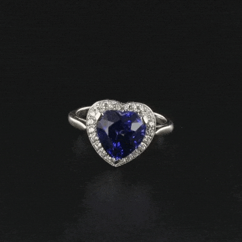 Bague 50 Bague cœur tanzanite et diamants en or blanc 18 carats 58 Facettes 12-063-5220536-52