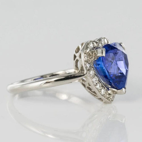 Bague 50 Bague cœur tanzanite et diamants en or blanc 18 carats 58 Facettes 12-063-5220536-52