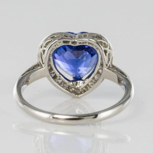 Bague 50 Bague cœur tanzanite et diamants en or blanc 18 carats 58 Facettes 12-063-5220536-52