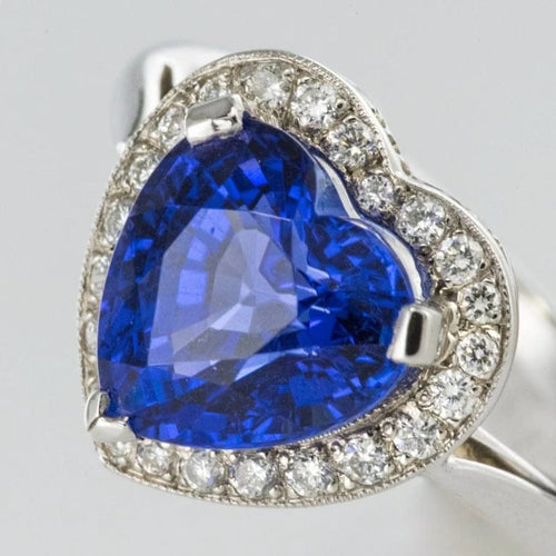 Bague 50 Bague cœur tanzanite et diamants en or blanc 18 carats 58 Facettes 12-063-5220536-52