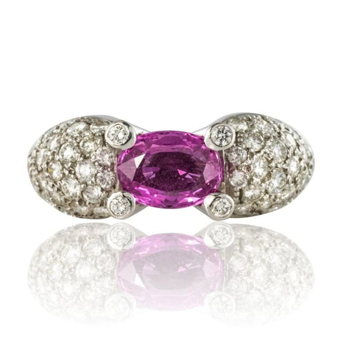 Bague 51 Bague en or blanc 18 carats avec saphir rose et diamants 58 Facettes 00-211-2712936-52