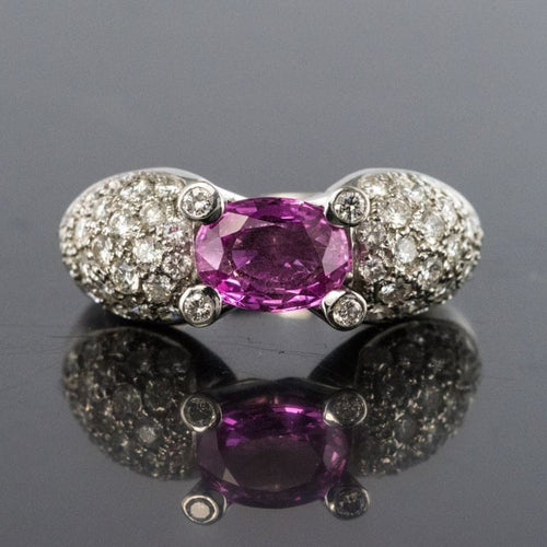 Bague 51 Bague en or blanc 18 carats avec saphir rose et diamants 58 Facettes 00-211-2712936-52