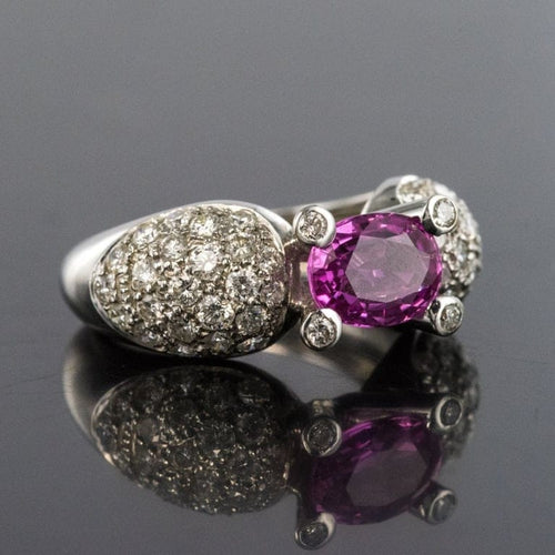 Bague 51 Bague en or blanc 18 carats avec saphir rose et diamants 58 Facettes 00-211-2712936-52