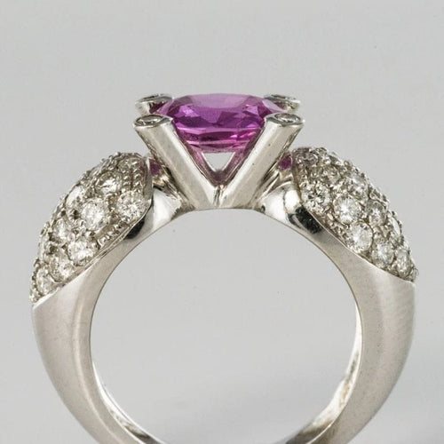 Bague 51 Bague en or blanc 18 carats avec saphir rose et diamants 58 Facettes 00-211-2712936-52